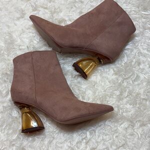 Charles & Keith Tan/Mauve Ankle Boots with Acrylic Heel
